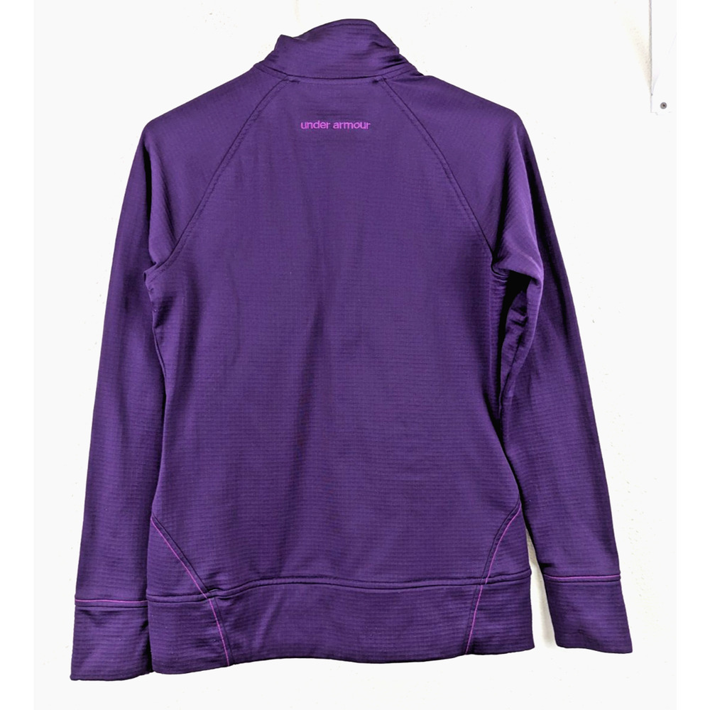 Under Armour sz S Mock Neck 1/4 zip Fleece Lined Top purple coldgear ls 3757 - Picture 2 of 5